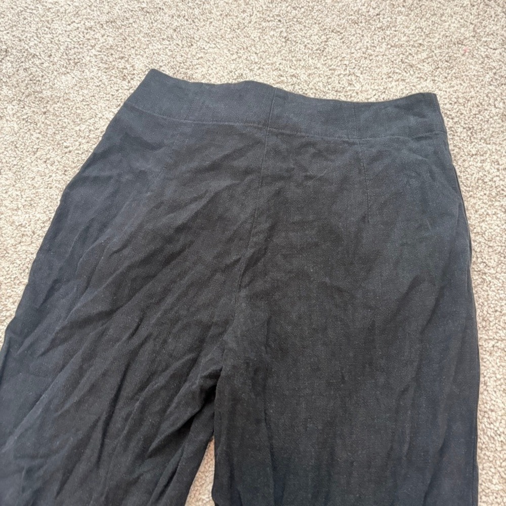 Anthropologie Linen Blend Pants Womens 2 Black Tie Waist Wide Leg Office Capsule - Picture 7 of 7